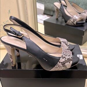 Jones New York Black and Gray Slingback Heels